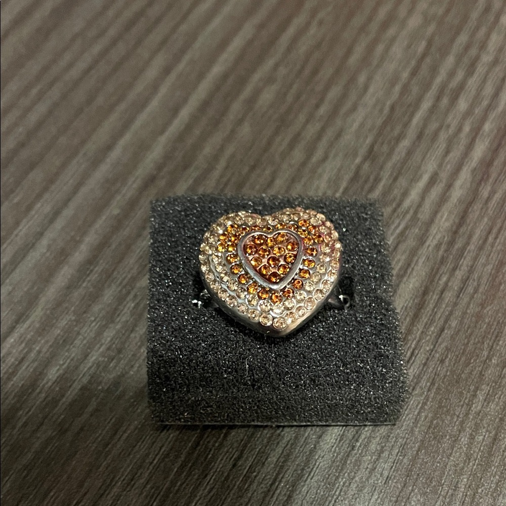 Heart-Shaped Gold and Silver Ring